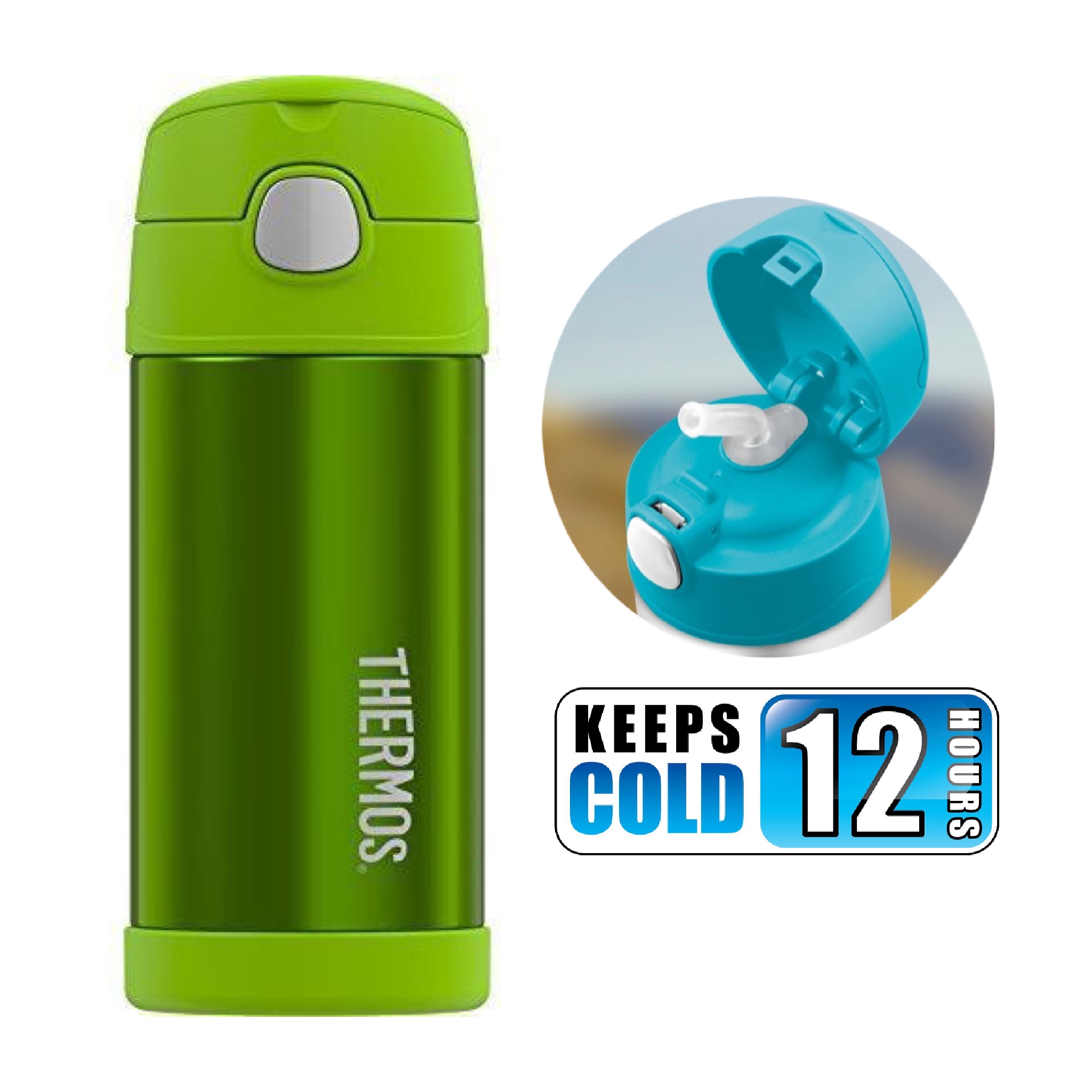 กระติกน้ำสเตนเลสรักษาอุณหภูมิ Thermos FUNtainer Vacuum Insulated Stainless Steel Bottle 12OZ (Lime)