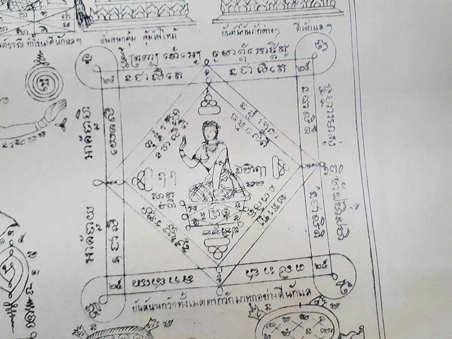 รูปภาพ หลวงปู่ครูบาธรรมชัย ด้านหลัง ยันต์รวม ปี2529 (ก่อนท่านมรณะภาพปี2530) (ขนาด 40-50ซม.) #รับประกันแท้และทัน