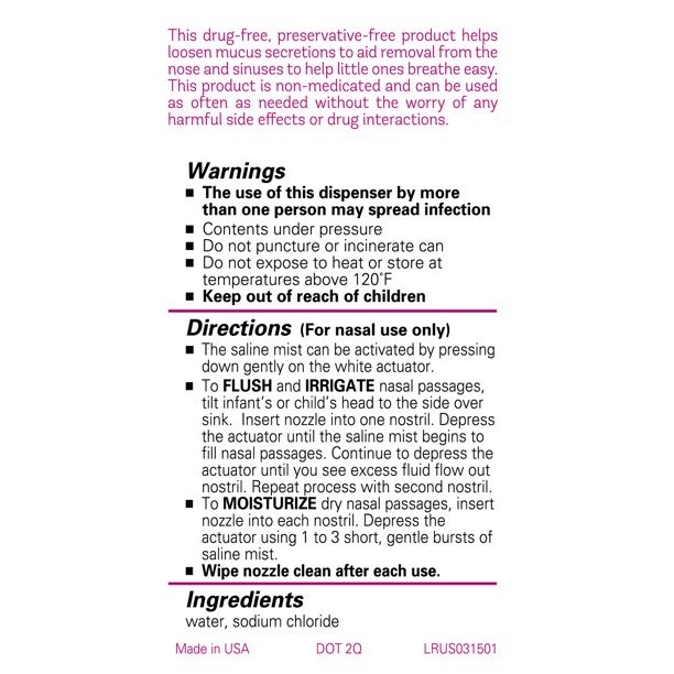 น้ำเกลือล้างจมูกแบบสเปรย์ Little Remedies Sterile Saline Nasal Mist