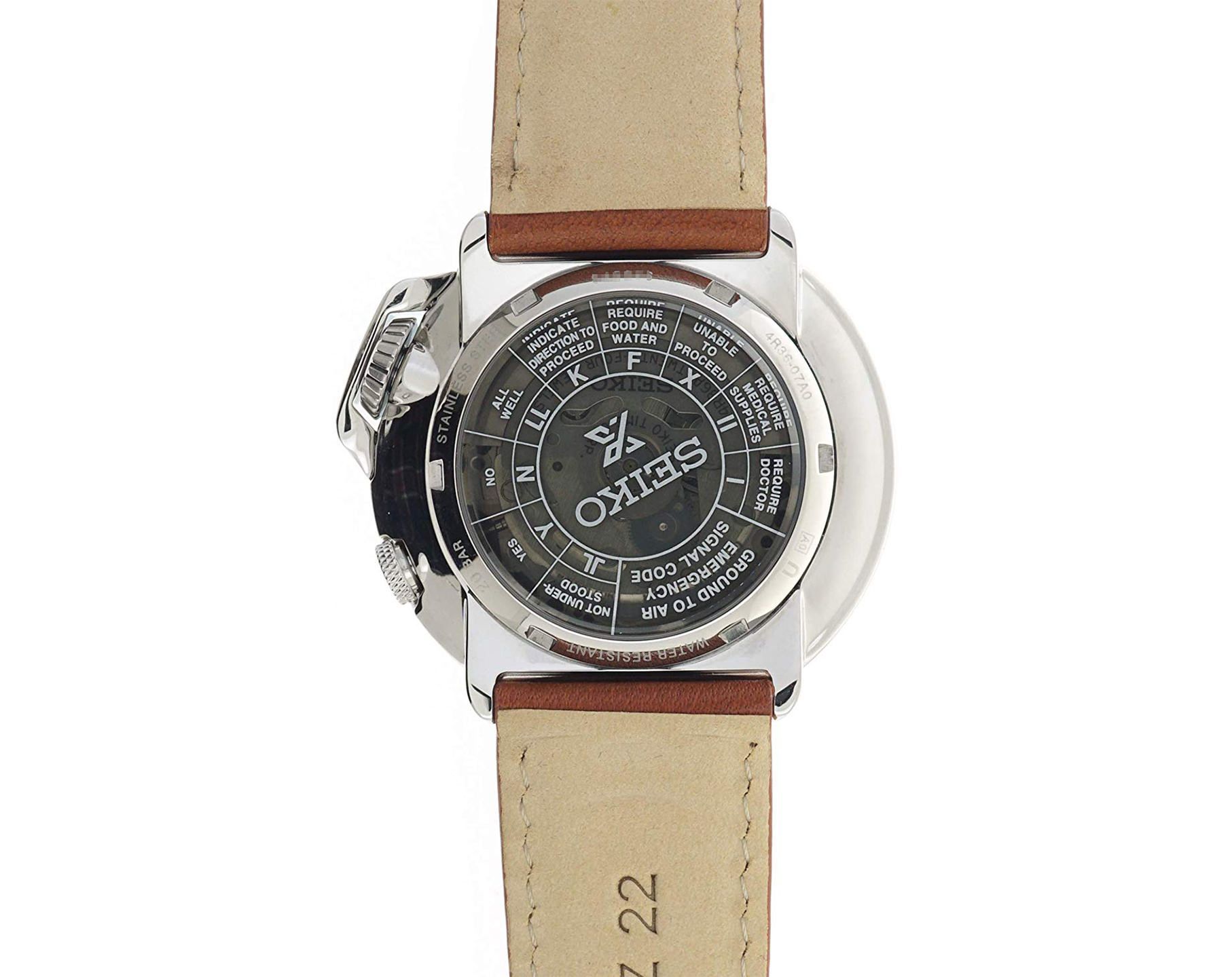 Karnvera Shop นาฬิกาข้อมือผู้ชาย SEIKO Prospex Automatic Series Compass Brown Leather Sports Watch SRPD31K1