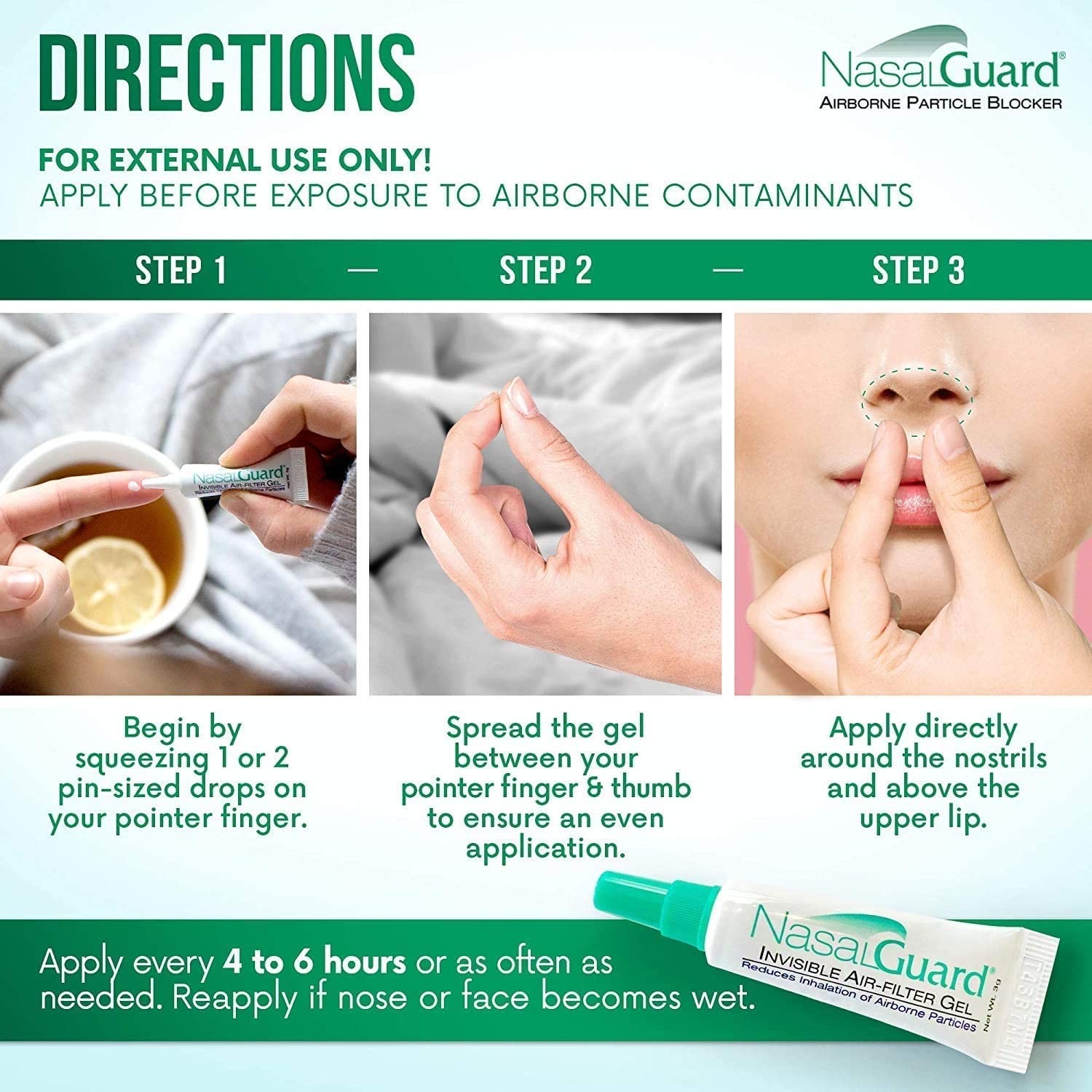 เจลป้องกันสิ่งปนเปื้อนในอากาศชนิดทา NasalGuard Airborne Particle Blocker (3g)