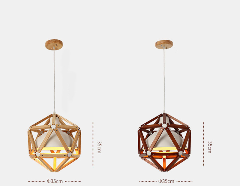 โคมไฟแขวนเพดานไม้ทรง 6 เหลี่ยม ซ้อนโป๊ะโคมสีขาวสไตล์มินิมอล [JY-065]