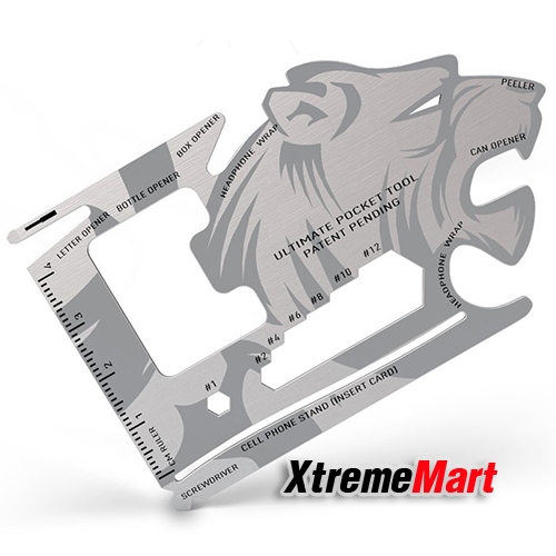 อุปกรณ์อเนกประสงค์ Tiger-shape 18 Tools in 1 Ultimate Pocket Tool Multifunction Card Knife Survival Tools