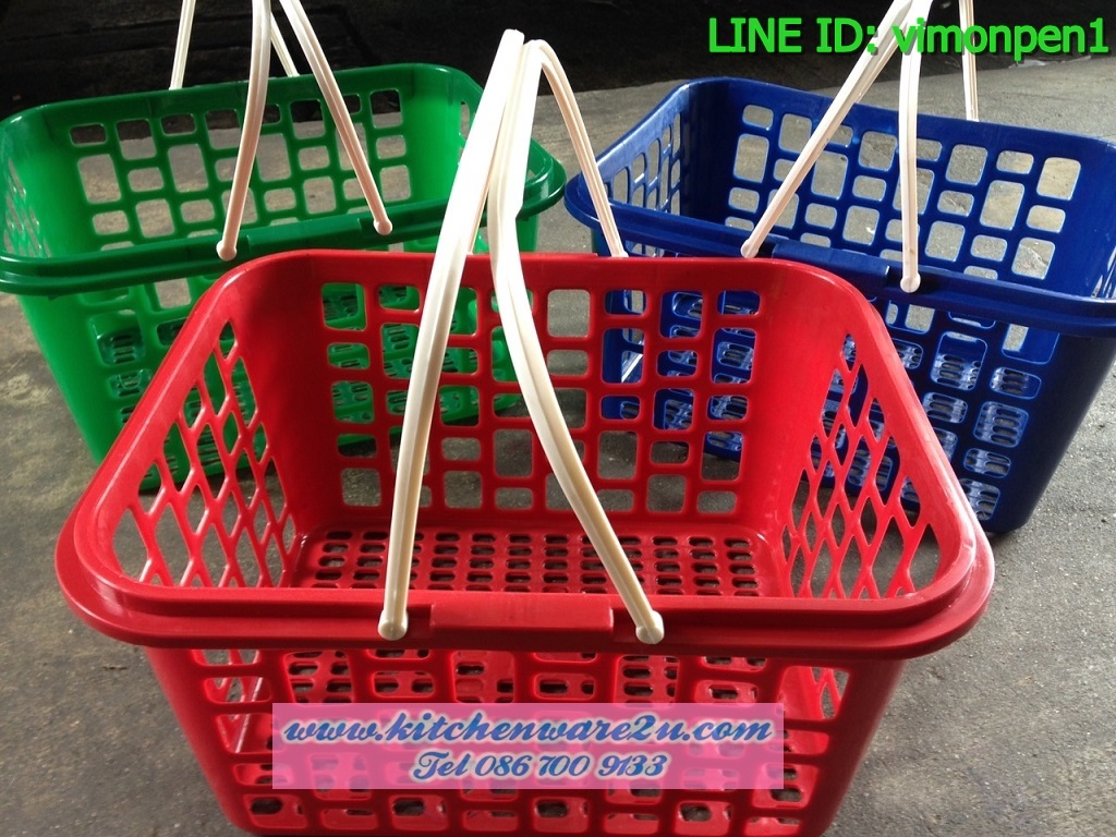 P09597 ตะกร้าช๊อปปิ้งกลาง (34*26*17 cm) ขายยกมัด (ราคาส่งต่อ 12 โหล:144 ใบ:เฉลี่ย 235 บ/โหล)