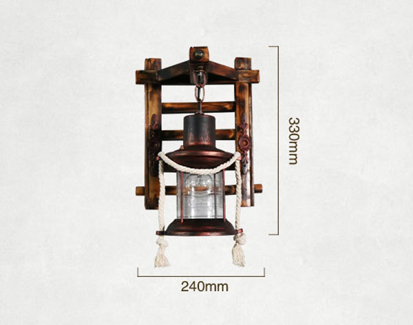 โคมไฟไม้ไผ่ติดผนังสไตล์วินเทจมีเชือกห้อย [MB-7191T]