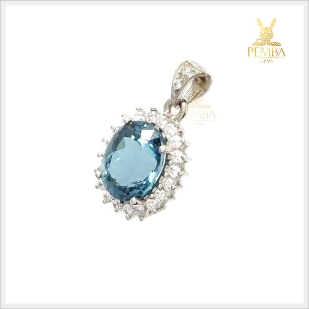 จี้ลอนดอนบลูโทปาส เงินแท้ จี้พลอยแท้