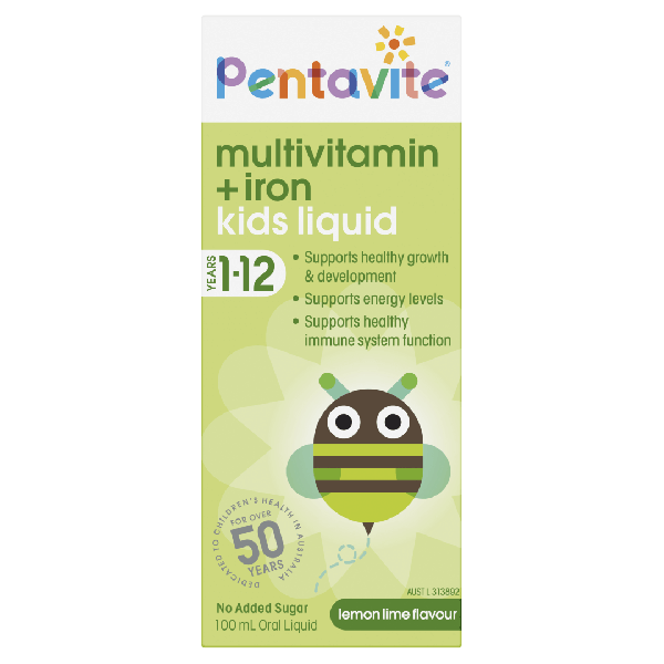 วิตามินรวมเสริมธาตุเหล็กสำหรับเด็ก Pentavite Multivitamin with Iron Oral Liquid
