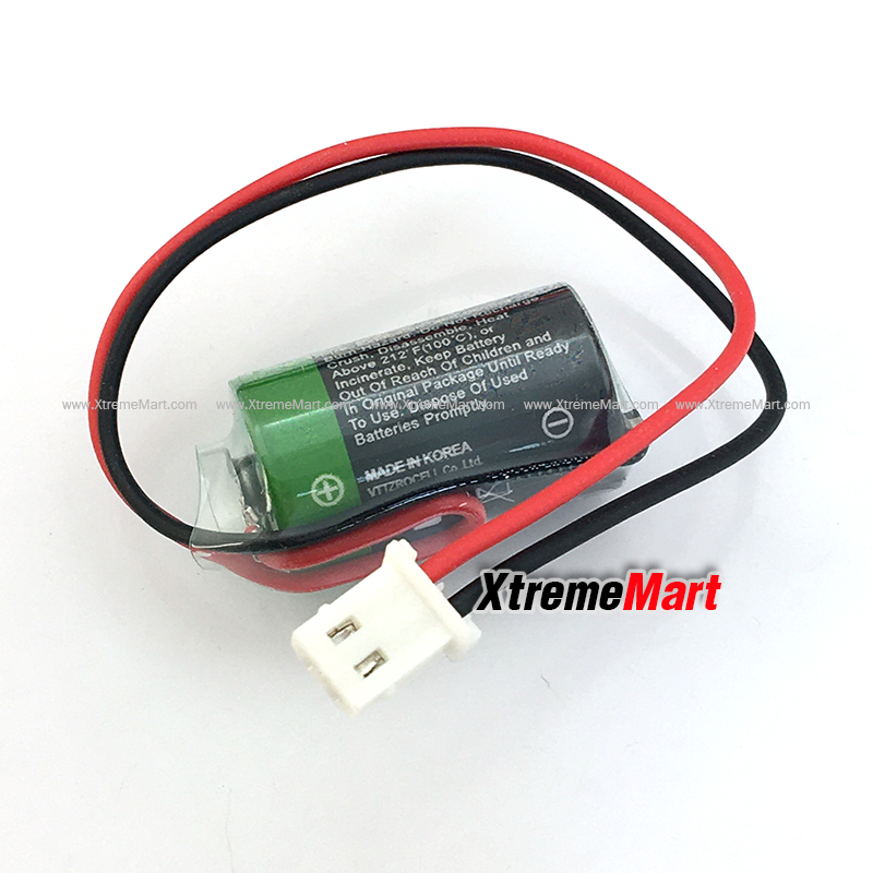 แบตเตอรี่ Tekcell SB-AA02 3.6V 1/2AA 14250 Lithium 1200mAh สีเขียว-ดำ with plug (ขั้วสีขาว) ก้อนละ