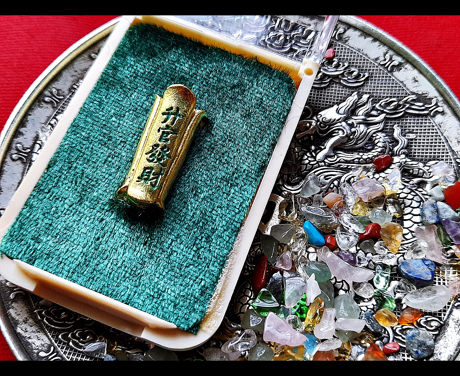 กิมปั่ง หีบมงคลเสริมดวง เนื้อทองทิพย์ อักษรจีน ยันต์สีเขียวเหนียวทรัพย์ #รุ่นแรก ปี2563 #รับประกันแท้ (เสริมมงคลฮวงจุ้ยกิจการบ้านร้านค้า หนุนเสริมดวง)