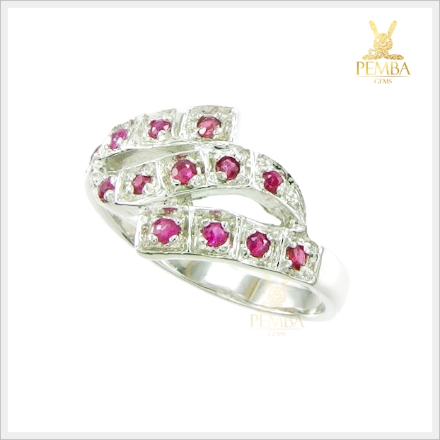 แหวนทับทิมพม่าแท้ สีชมพูหวานๆ สวยงาม เงินแท้925 แหวนพลอยแท้