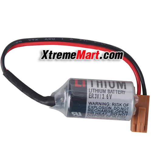 แบตเตอรี่ลิเธี่ยม TOSHIBA ER3V / 3.6V Lithium Battery 1/2 AA สำหรับ FUJI PLC CPM2A-BAT01 พร้อมสายและขั้วต่อ (ขั้วน้ำตาล)