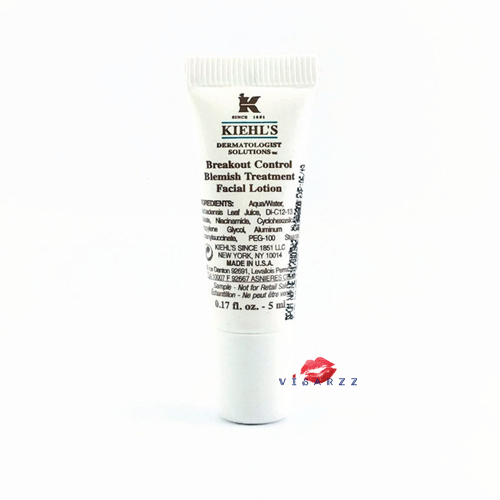 (Tester) Kiehl's Breakout Control Blemish Treatment Facial Lotion 5mL โลชั่นดูแลผิวเพื่อลดการเกิดสิวใหม่ พร้อมทั้งช่วยลดรอบสิว เพื่อผิวที่เรียบเนียนขึ้น ด้วยส่วนผสมของ Salicylic Acid 1.5% และ วิตามินบี 3%