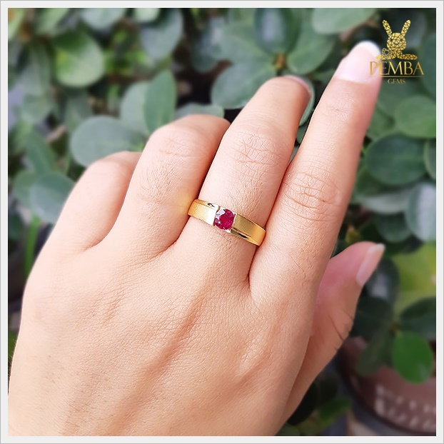 แหวนทับทิมแท้ ทองแท้ ดีไซน์เรียบหรู ดึงดูดสายตา