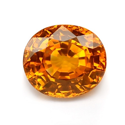 ***Rare Item Natural Ceylon Yellow Sapphire พลอยบุษราคัมซีลอน เผาเก่า รูปไข่ น้ำหนัก 8.39 กะรัต สีเหลืองส้มเกือบแม่โขง