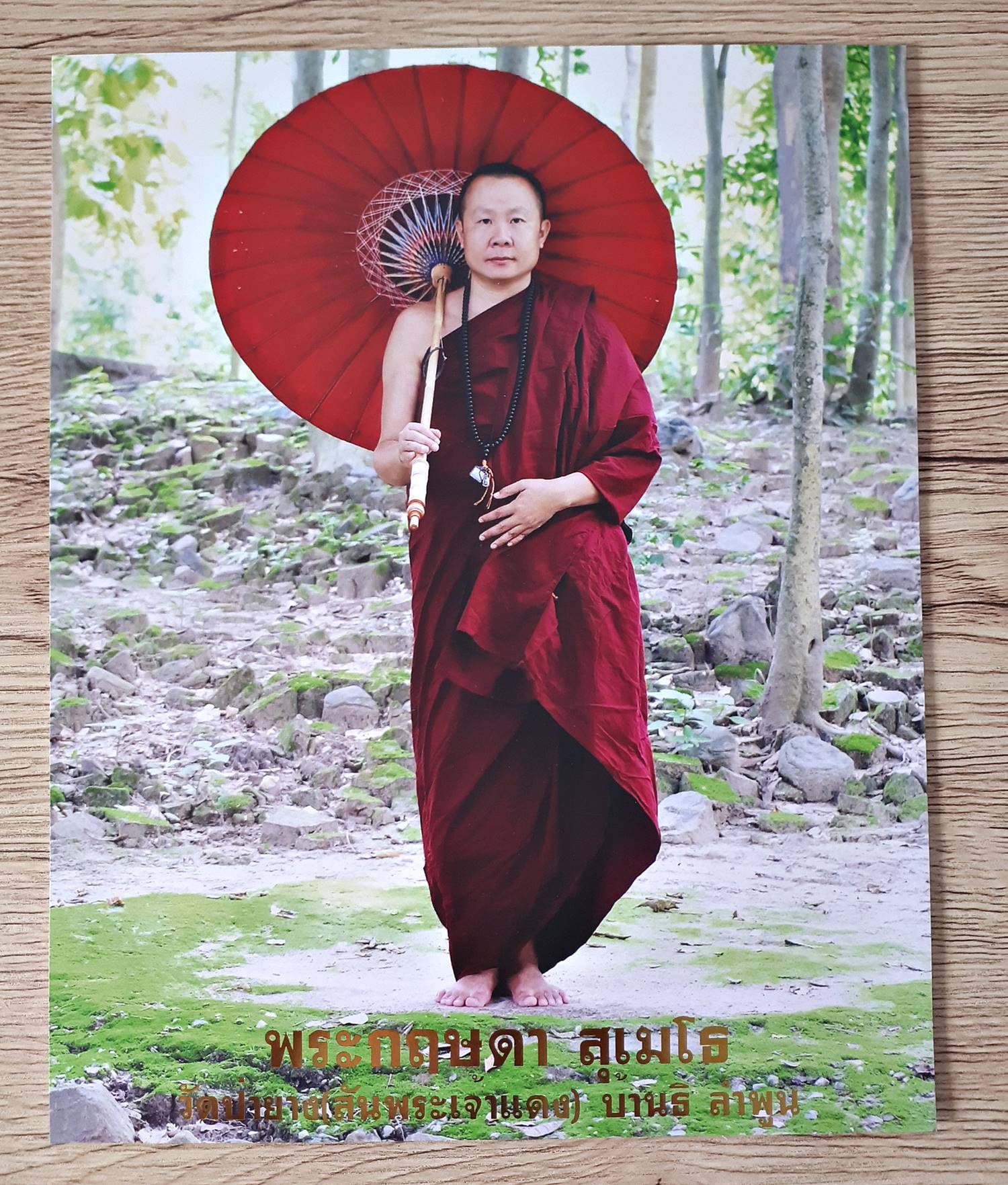 รูปภาพ ครูบากฤษดา วัดสันพระเจ้าแดง(วัดป่ายาง) (กางร่ม ร่มเย็นเป็นสุข) (ขนาด8x10นิ้ว) #รับประกันแท้