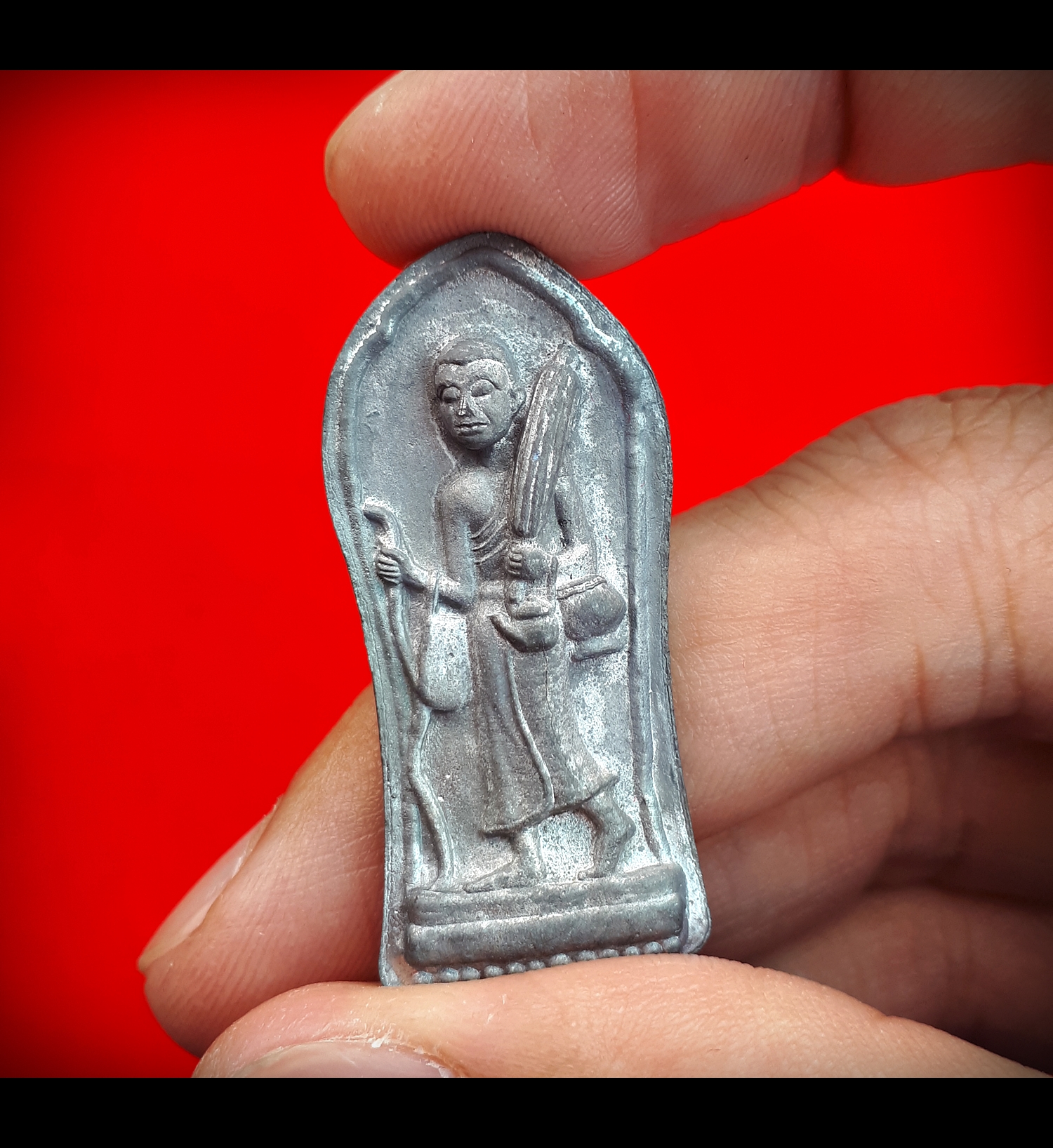 พระสีวลี หลัง พระสังกัจจาย เนื้อชินเงิน ผสมมวลสารเก่า หลวงพ่อกวย รุ่นแรงครู ปี2560 #รับประกันแท้