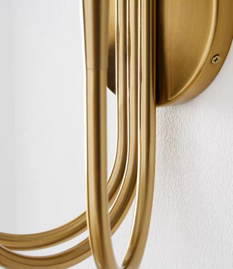 โคมไฟติดผนังภายในเหล็กทรงโค้งเส้นตรงตัว U ไฟ 3 ดวง สไตล์ Northern Europe [3H-EW]