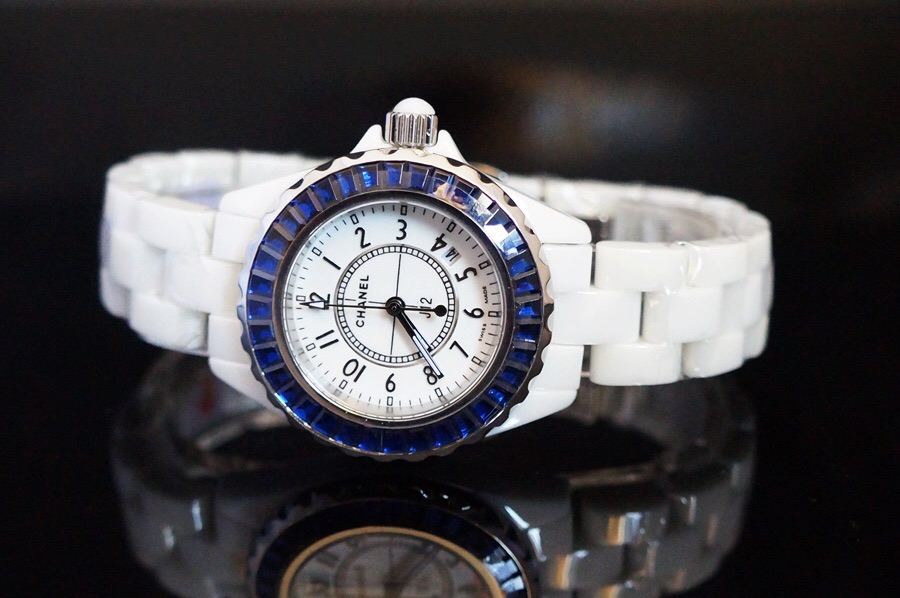 นาฬิกา Chanel J12 White Diamonds เกรด Mirror หน้าปัดนำ้เงินเข็ม ประดับเพชร สายเซรามิคแท้ 100%