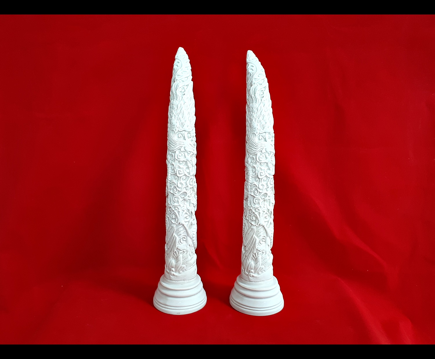 งาช้าง (จำลอง) เนื้อเรซิ่น สีขาว ลายมังกร (ขายปลีก ขายส่ง)