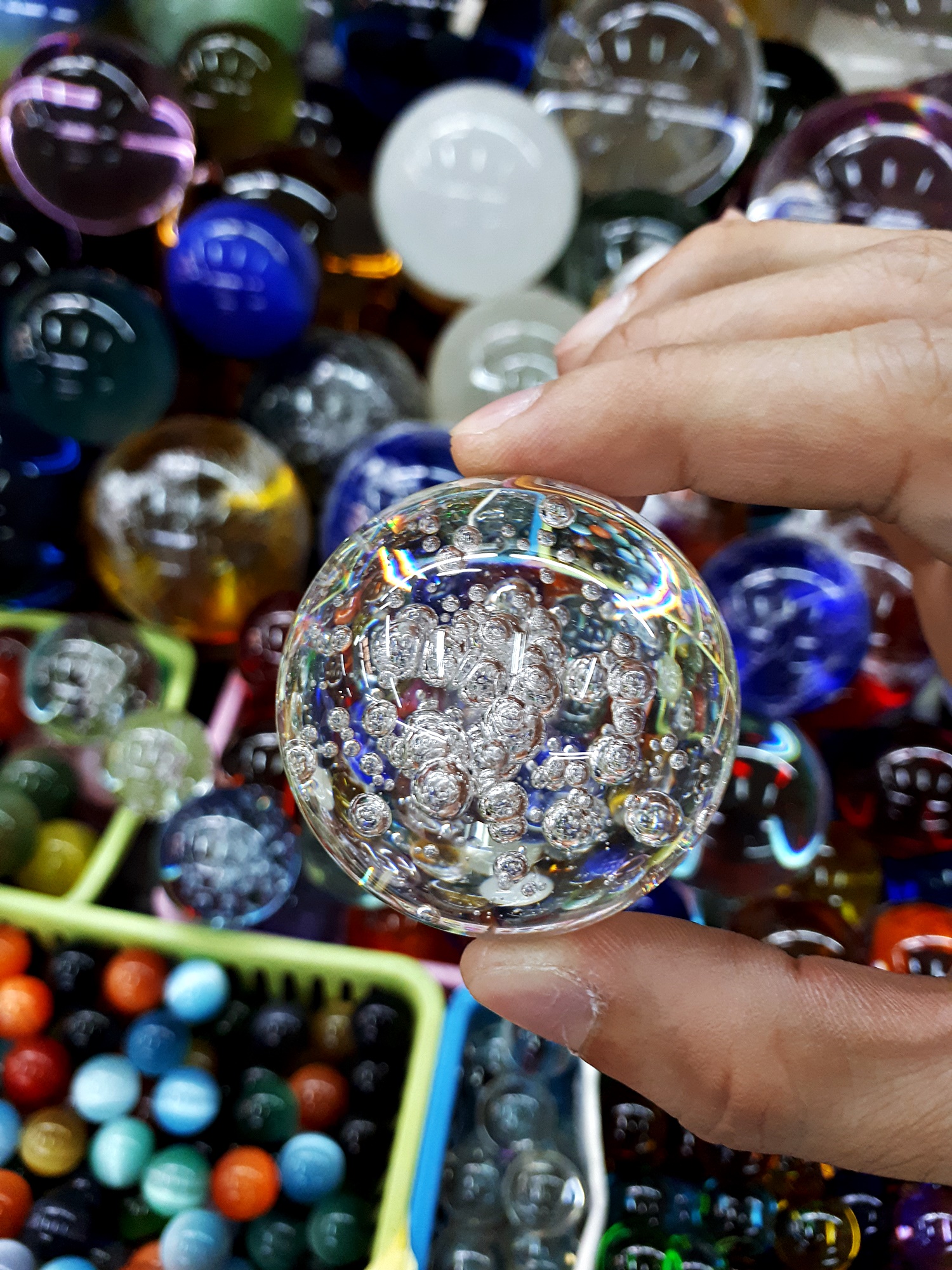 ลูกแก้ว แฟนตาซี ฟองอากาศ สีใส หลายขนาด เล็ก ใหญ่ ขนาด 5ซม 6ซม 8ซม 15ซม 20ซม พร้อมฐาน (ขายปลีก ขายส่ง)