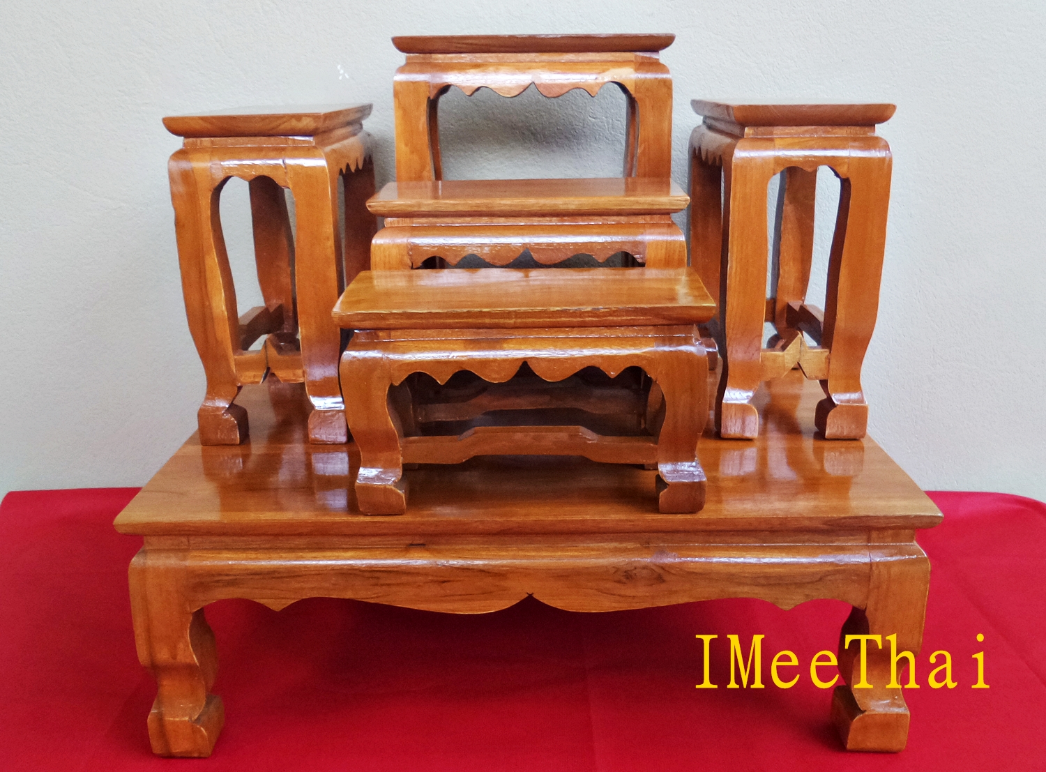 โต๊ะหมู่บูชา หมู่ 5 หน้า 4 (หน้า4x8) ไม้สักทอง