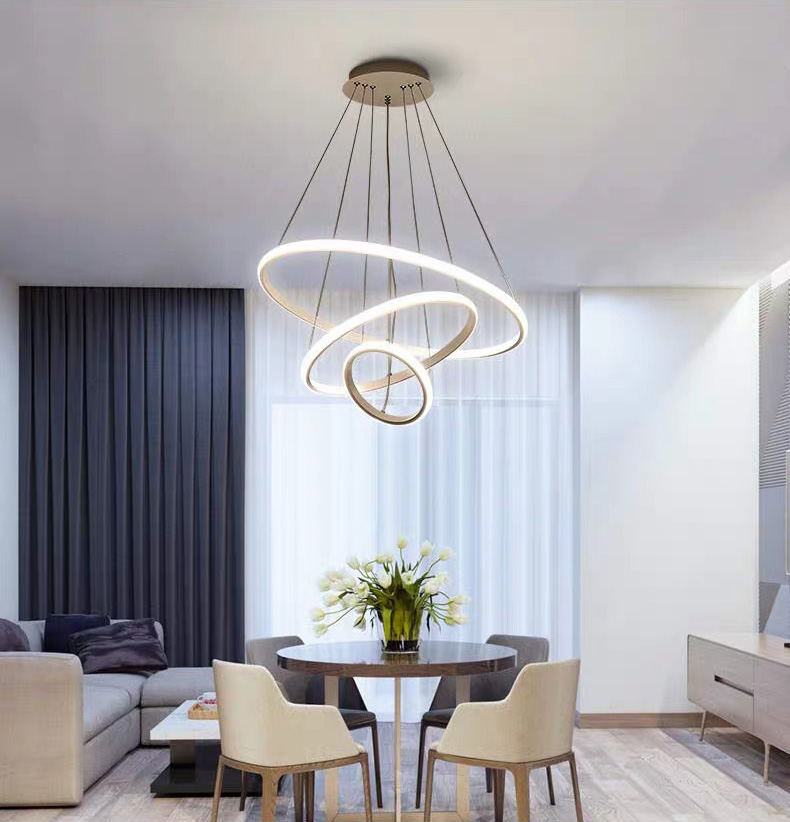 โคมไฟแขวนเพดานทรงวงแหวนกลม LED สไตล์โมเดิร์นปรับเอียงได้ [C-8821]