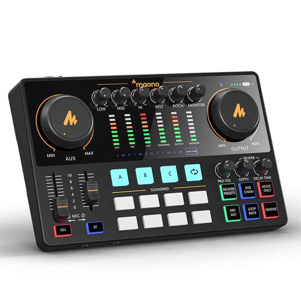 Maono AU-AME2 / Maono Maonocaster AU-AME2A Maonocaster Studio Audio Interface Mixer with Phantom power for Live