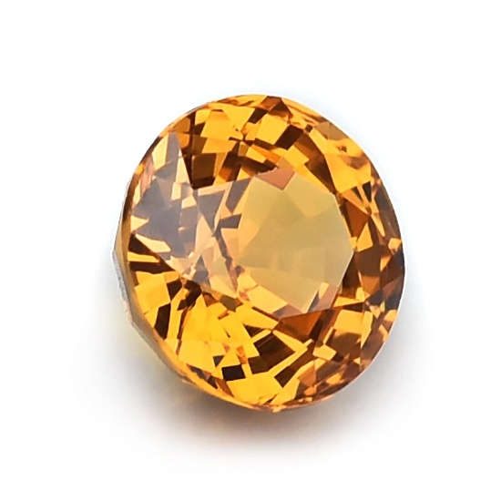 Natural Sapphire พลอยเนื้อแข็ง รูปกลม น้ำหนัก 0.95 กะรัต สีเหลืองส้ม เนื้อสะอาดส่องด้วยกล้องขยายสะอาดไม่มีตำหนิ ไฟเต็มเม็ด