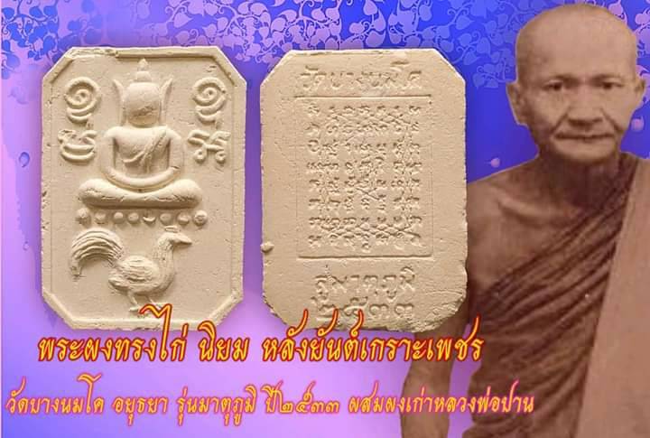 พระพุทธเจ้าทรงประทับไก่หางพวง(พุทธคุณ ดั่งไก่ หากินคล่อง) เนื้อผง รุ่นสู่มาตุภูมิ ปี2533 หลวงพ่อปาน วัดบางนมโค (หลวงพ่อฤาษี วัดท่าซุง ปลุกเสก) #รับประกันแท้