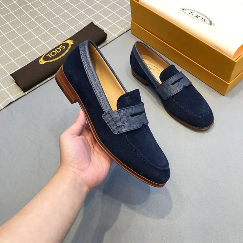 รองเท้า td men loafer ชาย size 39-44 สีดำ น้ำเงิน