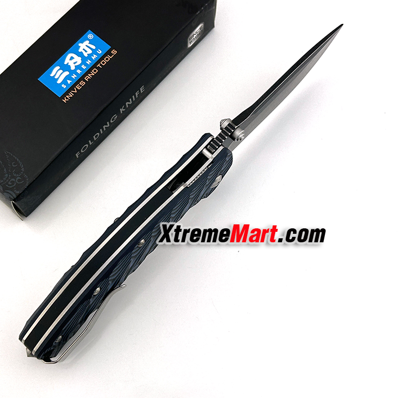 มีดพับ SANRENMU 1005 SRM-1005-GX2 ใบมีดสแตนเลส 9cr14mov ด้ามG10สีดำ จุดหมุนระบบตลับลูกปืน(Ball Bearing) เปิด-ปิด ลื่นมาก