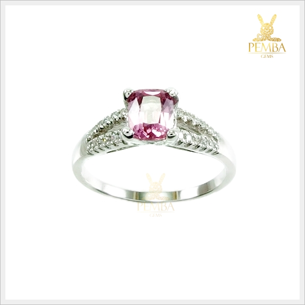 แหวนพิงค์สปิเนลแท้ สีชมพูใสไฟดี น่ารักๆ เงินแท้925 แหวนพลอยแท้