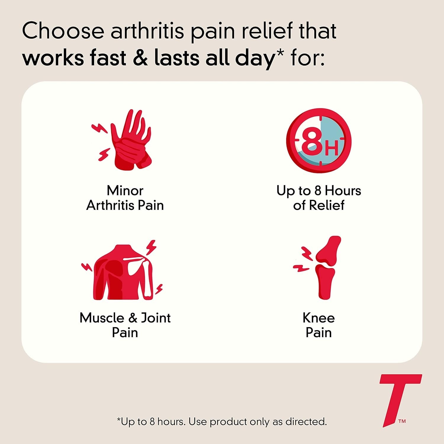 ยาบรรเทาอาการปวดจากข้อต่อ TYLENOL® 8HR Arthritis Pain Relief Extended-Release Tablets (100 Caplets)