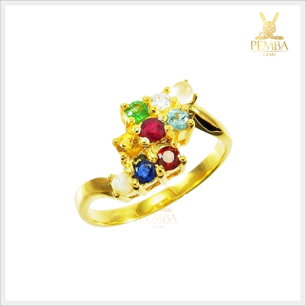 แหวนทองนพเก้าแท้ อัญมณีมงคลสูงสุด(สามารถสั่งทำได้ค่ะ)