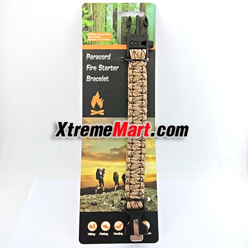 กำไลเชือกรัดข้อมือ สายรัดข้อมือ Paracord ช่วยชีวิต/กู้ภัย Paracord Survival Bracelet Fire Starter (ลายพรางสีน้ำตาลอ่อน)