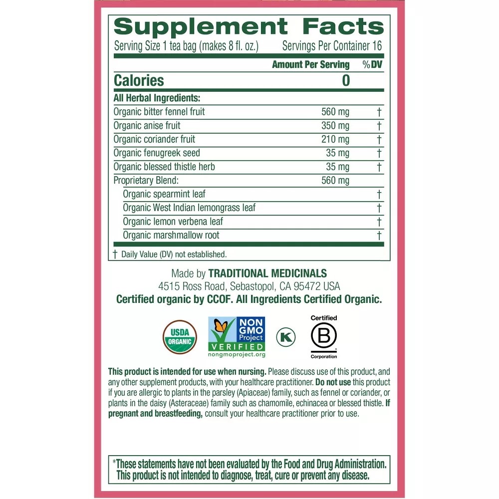 ชาเพิ่มน้ำนมจากสมุนไพรธรรมชาติ Traditional Medicinals Mother’s Milk Tea (16 Tea Bags)