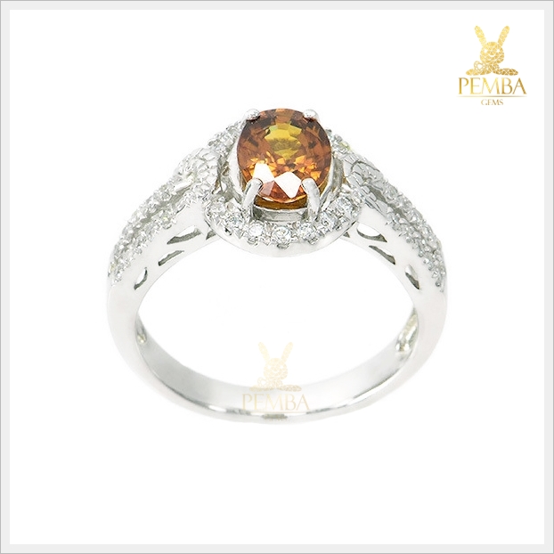 แหวนเพทายแท้ สีเหลืองทอง สวยใสน้ำงาม เงินแท้925 แหวนพลอยแท้