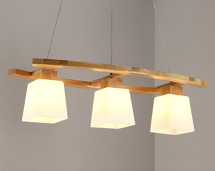 โคมไฟแขวนเพดาน 3 ดวง สไตล์ไม้โมเดิร์น [V136]