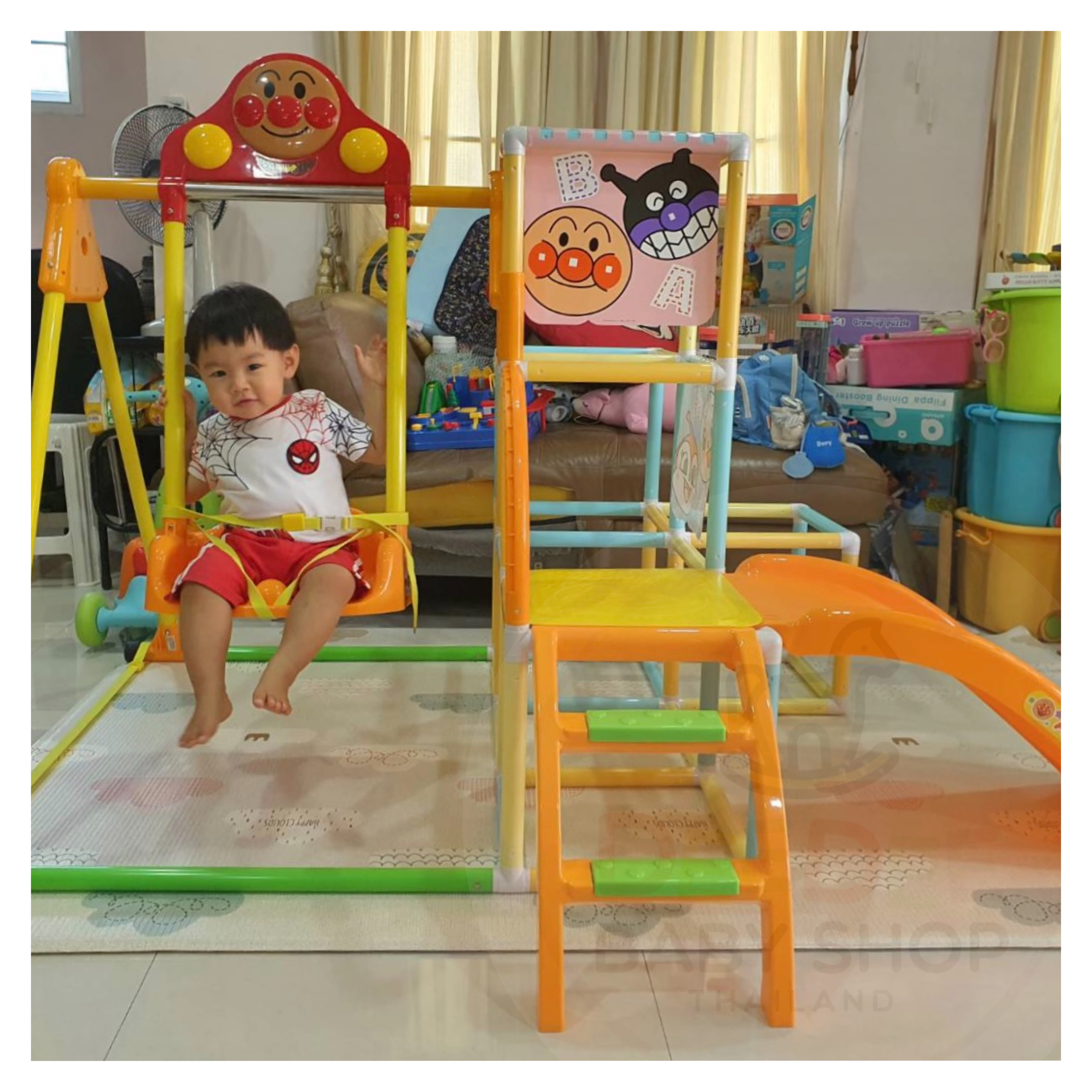 ชุดกิจกรรมปีนป่ายพร้อมชิงช้า Anpanman 4 Way Slide & Swing Jungle Gym