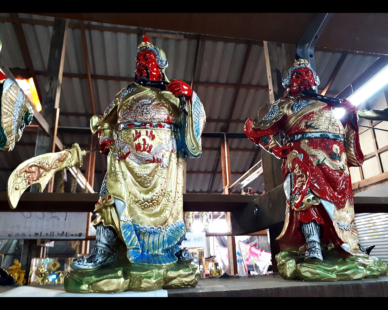 รูปหล่อ เซียน กวนอู ปางทรงยืน ถือง้าว เนื้อเรซิ่นลงสี (ขนาดใหญ่12นิ้ว) (ขายปลีก ขายส่ง)