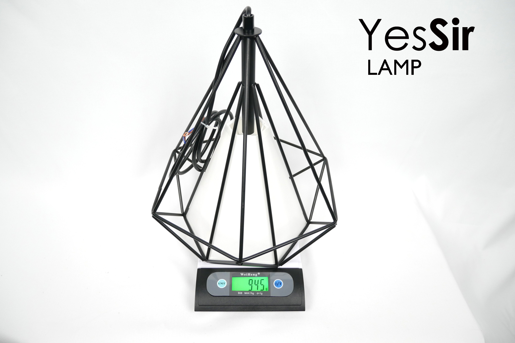 โคมไฟห้อยเพดานเหล็กดัด อเมริกัน โมเดิร์น ทรงเพชร สีดำ