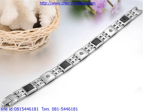 พร้อมส่งสร้อยข้อมือแม่เหล็กเพื่อสุขภาพ สร้อยข้อมือไทเทเนียมเจอรเมเนียม รุ่นCC