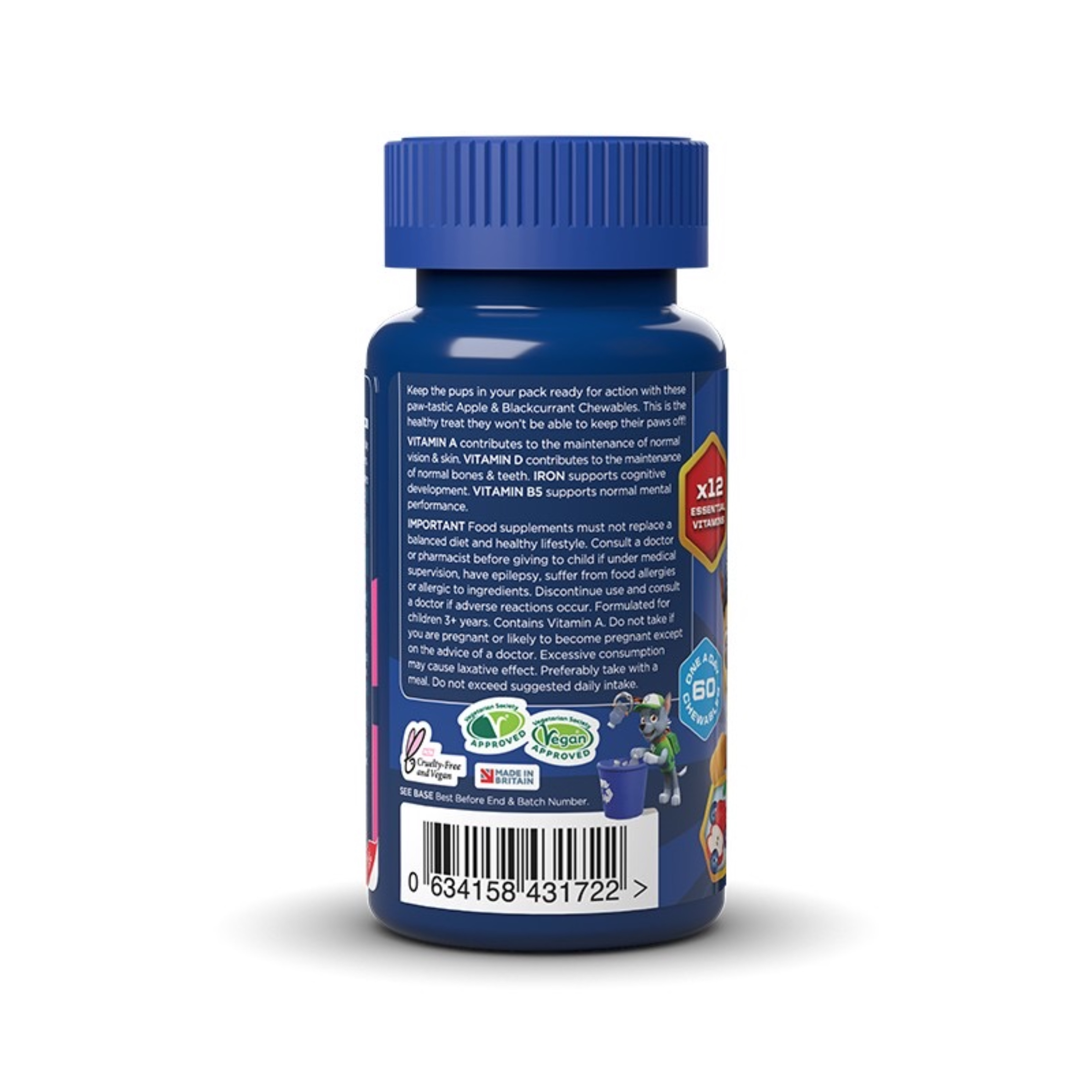 วิตามินรวมชนิดเม็ดเคี้ยวสำหรับเด็ก Nickelodeon Paw Patrol Multivitamins Chewables