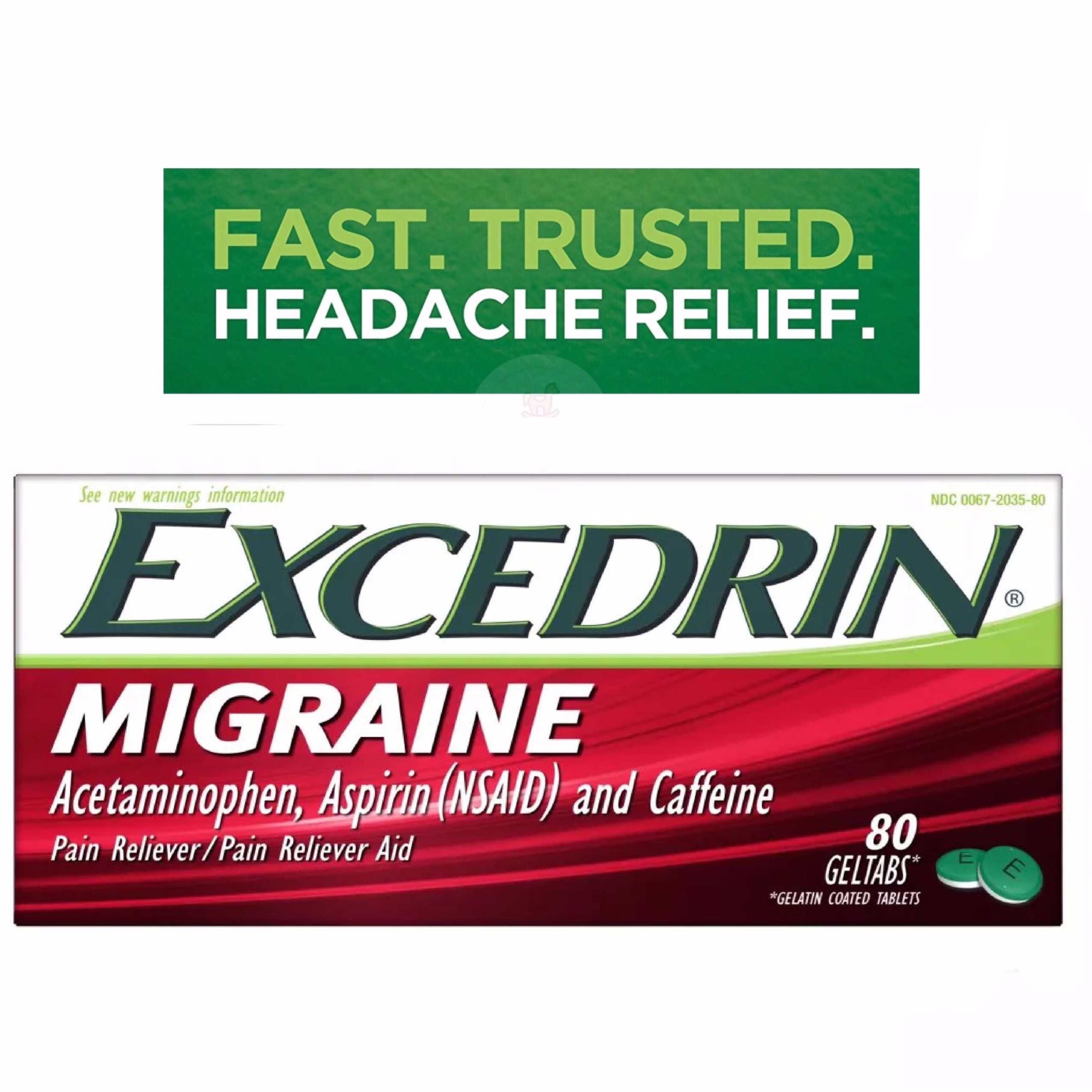 ยาบรรเทาอาการปวดไมเกรนชนิดเจลแท็ป gsk Excedrin Migraine Geltabs (80 Geltabs)