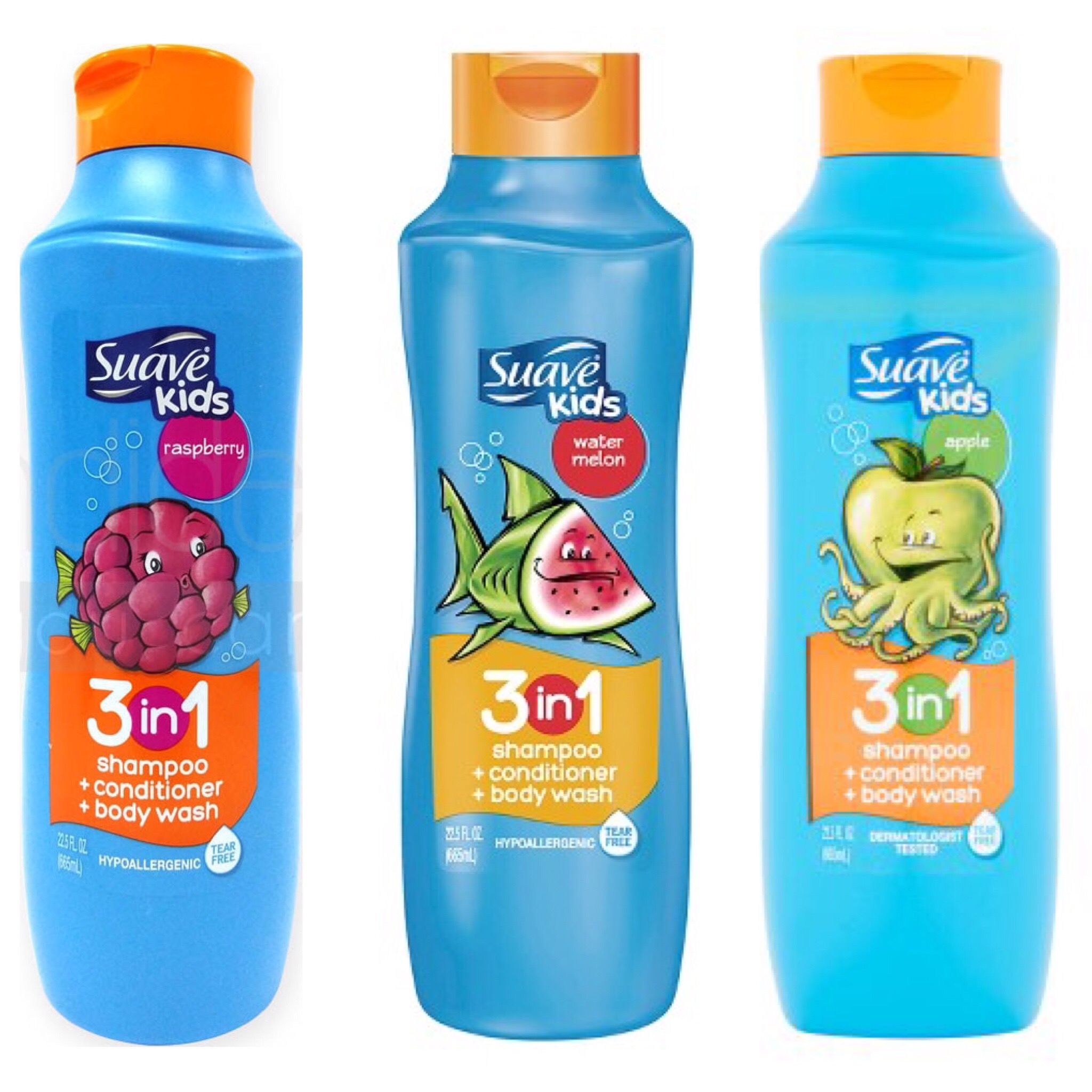 แชมพูผสมครีมนวดผมและสบู่เหลวสำหรับเด็ก Suave Kids 3-in-1 Shampoo, Conditioner & Body Wash (Raspberry)