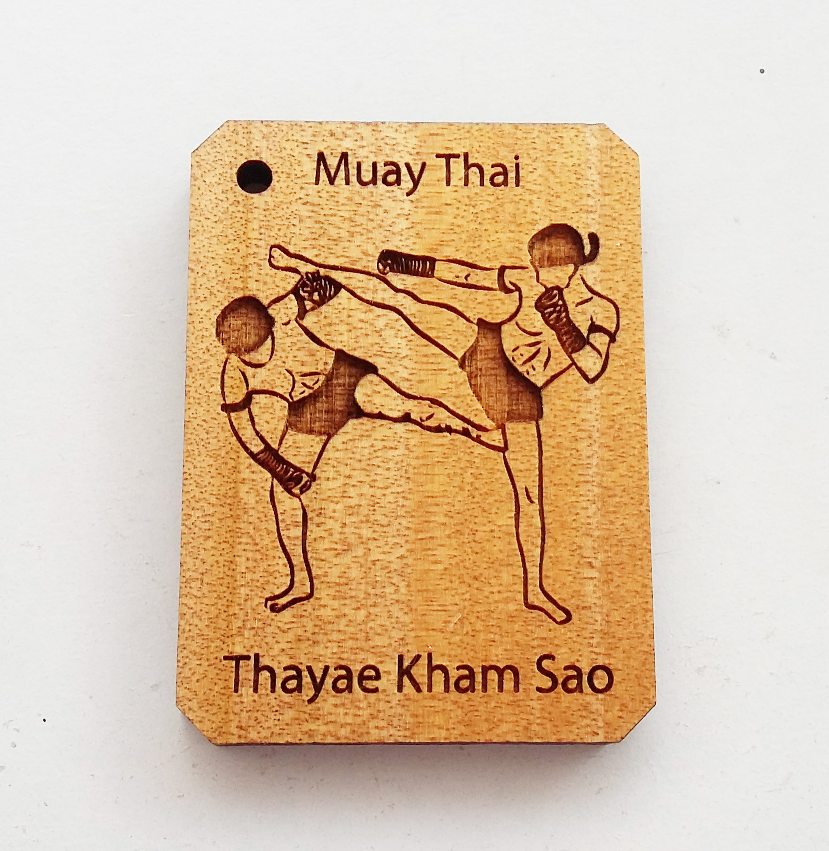 พวงกุญแจไม้แกะสลัก แม่ไม้มวยไทย-ทะแยค้ำเสา