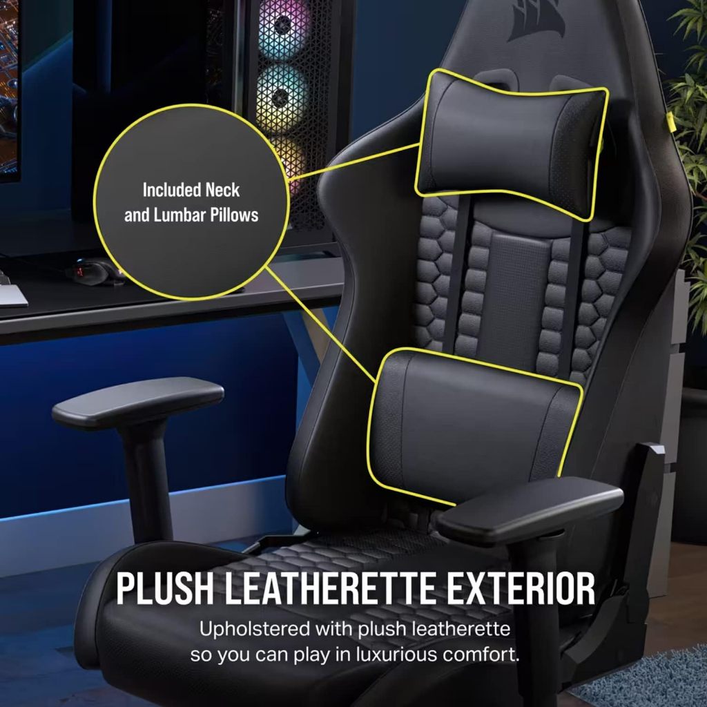 GAMING CHAIR Corsair TC100 Relaxed Gaming Chair, One Size, Black เก้าอี้ เก้าอี้เกมมิ่ง
