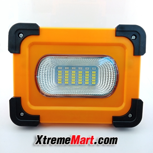 ไฟฉายสปอร์ตไลท์ 30W + Solar Cell สว่าง 750 ลูเมน COB LED 4 โหมด Portable multifunction Spotlight