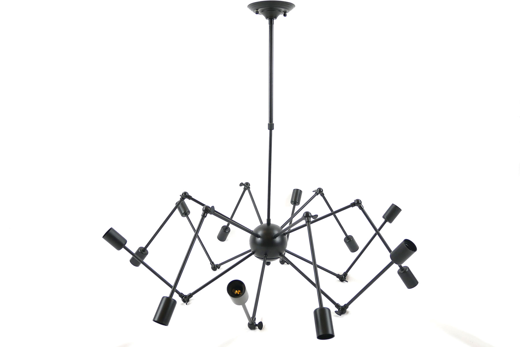 โคมไฟระย้าเหล็กทรงแมงมุม 12 ขา สีดำ สไตล์ Loft American