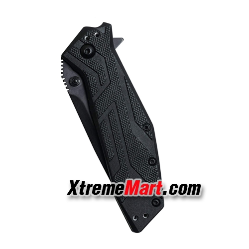 มีดพับ Kershaw 1990 Stainless Steel Survival Folding Knife (ใบดำ ด้ามดำ)